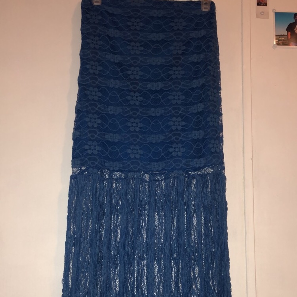 Blue Floral Maxi Skirt